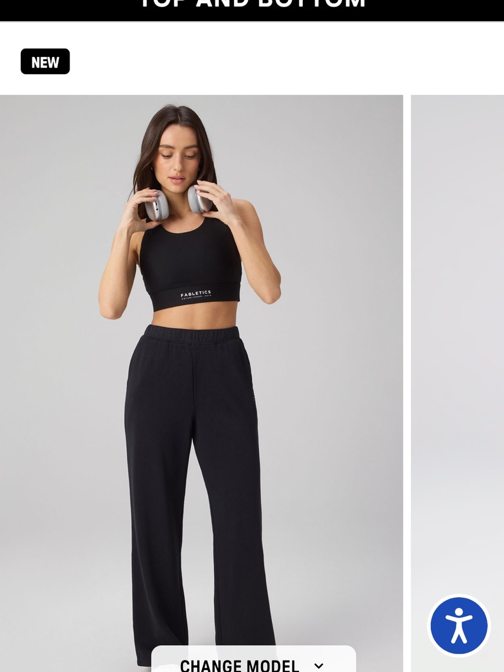 Fabletics Black Wide-Leg Pull-On Pants